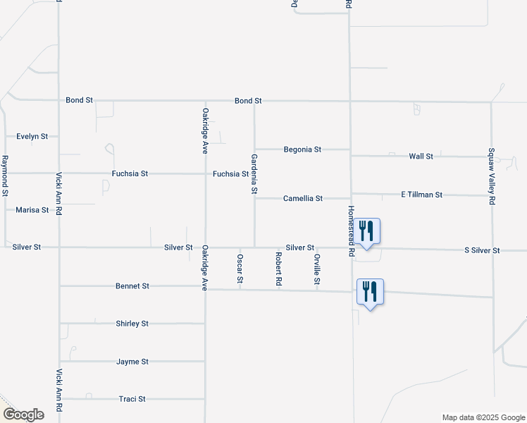 map of restaurants, bars, coffee shops, grocery stores, and more near 2681 Camellia Street in Pahrump