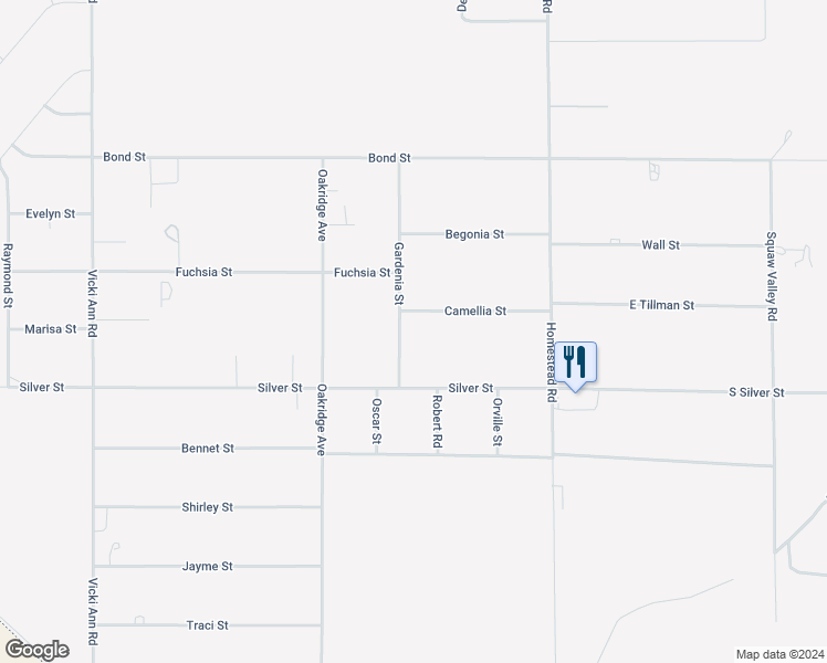 map of restaurants, bars, coffee shops, grocery stores, and more near 2681 Camellia Street in Pahrump