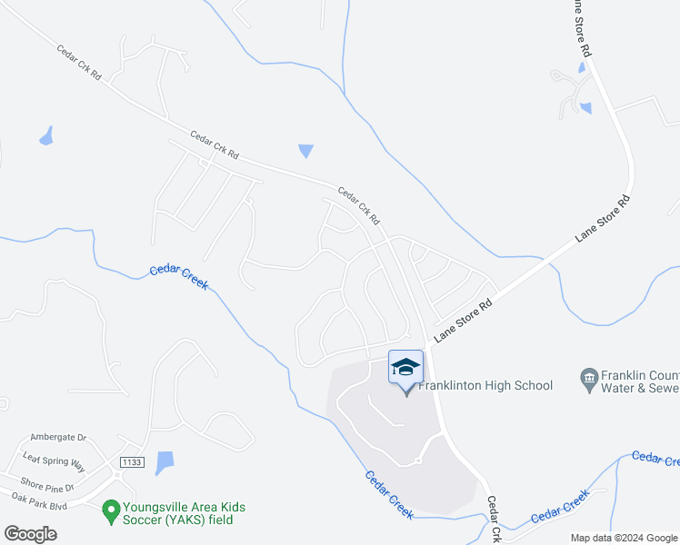 map of restaurants, bars, coffee shops, grocery stores, and more near 90 Cranes Nest Drive in Franklinton