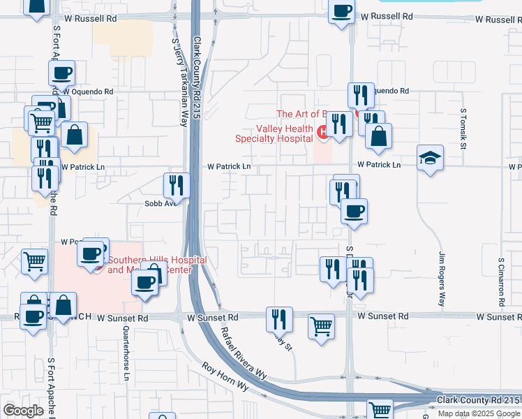 map of restaurants, bars, coffee shops, grocery stores, and more near 6217 Starflare Street in Las Vegas