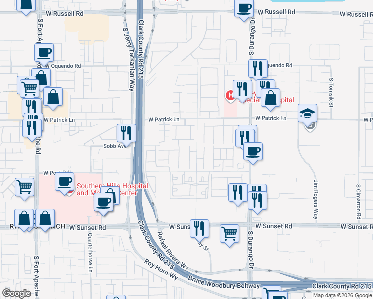 map of restaurants, bars, coffee shops, grocery stores, and more near 6217 Starflare Street in Las Vegas