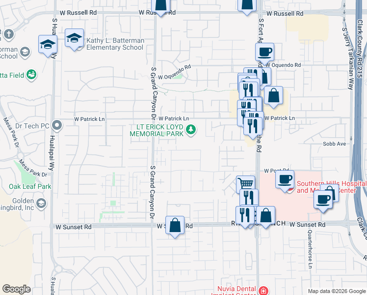 map of restaurants, bars, coffee shops, grocery stores, and more near 9660 Grouse Grove Avenue in Las Vegas
