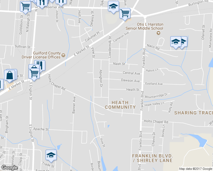 map of restaurants, bars, coffee shops, grocery stores, and more near 710 Lowdermilk Street in Greensboro