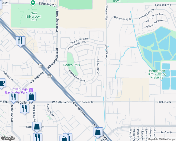 map of restaurants, bars, coffee shops, grocery stores, and more near 709 Orchid Tree Lane in Henderson