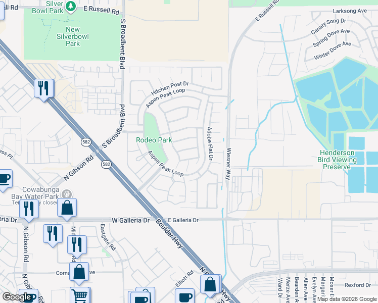 map of restaurants, bars, coffee shops, grocery stores, and more near 709 Orchid Tree Lane in Henderson