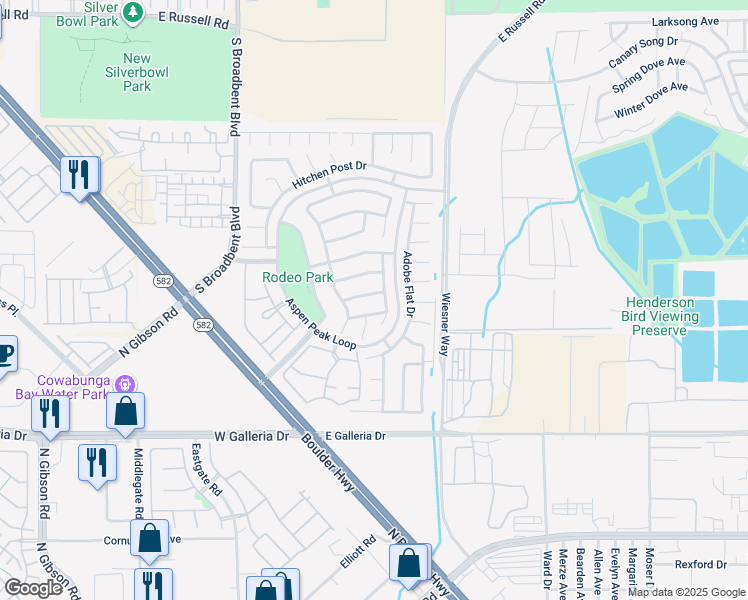 map of restaurants, bars, coffee shops, grocery stores, and more near 701 Orchid Tree Lane in Henderson