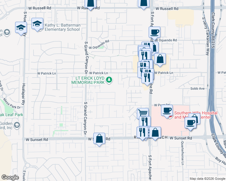 map of restaurants, bars, coffee shops, grocery stores, and more near 9634 Hawk Cliff Avenue in Las Vegas