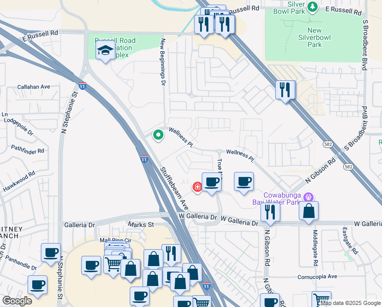 map of restaurants, bars, coffee shops, grocery stores, and more near 1168 Heliodor Avenue in Henderson