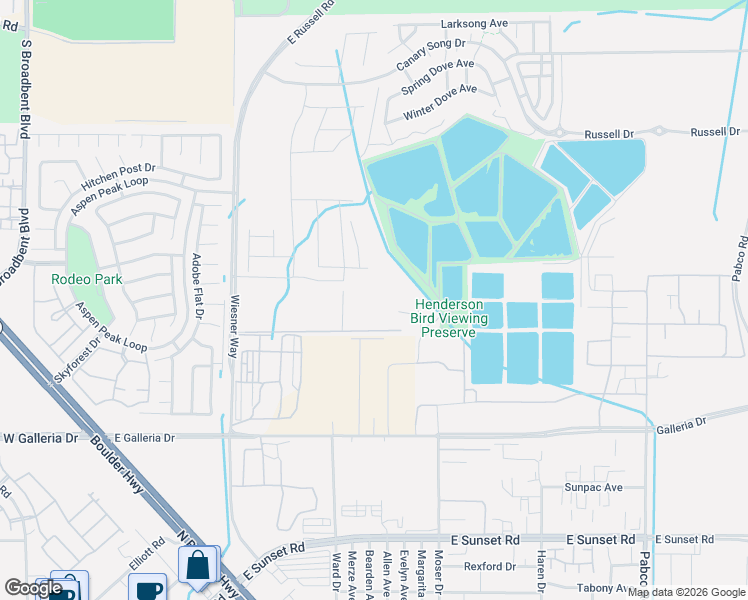 map of restaurants, bars, coffee shops, grocery stores, and more near Hend Saddle Assoc Road in Henderson