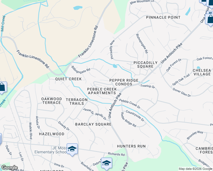 map of restaurants, bars, coffee shops, grocery stores, and more near 123 Pepper Ridge Circle in Nashville