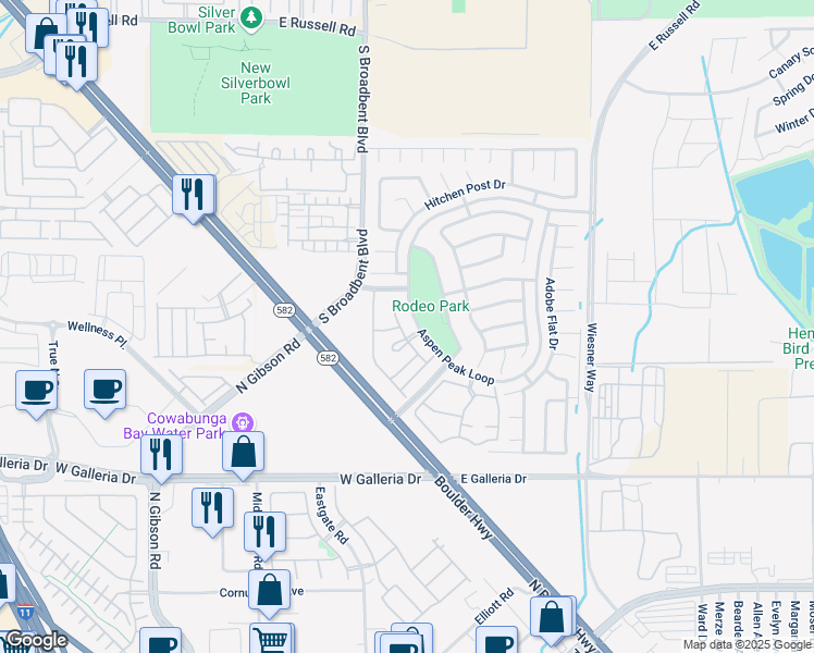 map of restaurants, bars, coffee shops, grocery stores, and more near 810 Aspen Peak Loop in Henderson
