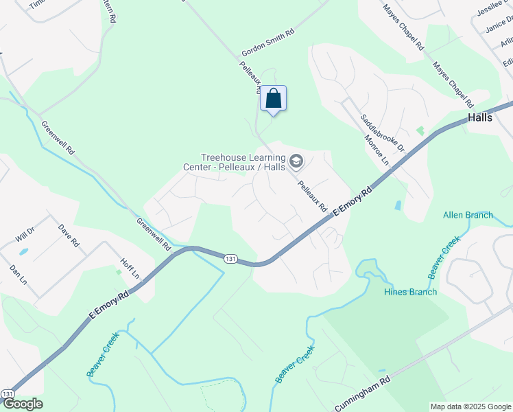 map of restaurants, bars, coffee shops, grocery stores, and more near 7528 Windy Knoll Drive in Knoxville