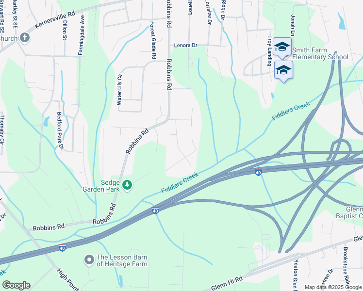 map of restaurants, bars, coffee shops, grocery stores, and more near 300 Humming Bird Court in Winston-Salem