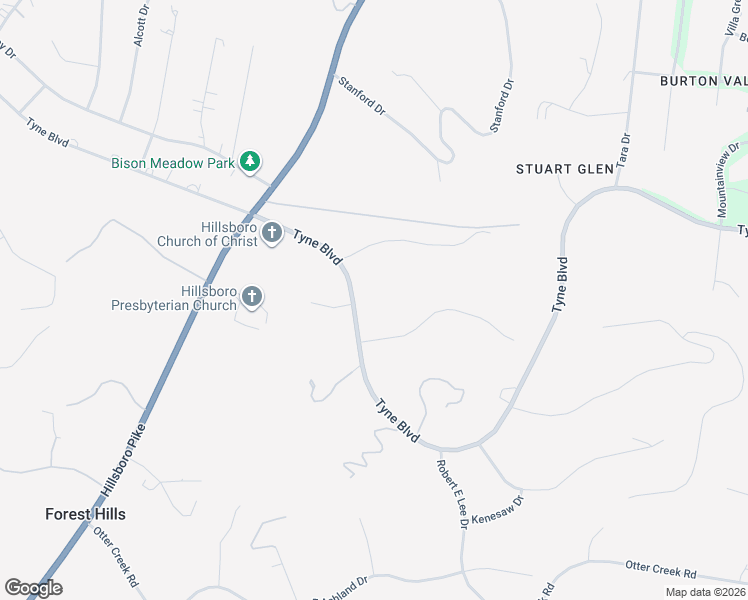 map of restaurants, bars, coffee shops, grocery stores, and more near 2000 Tyne Boulevard in Nashville