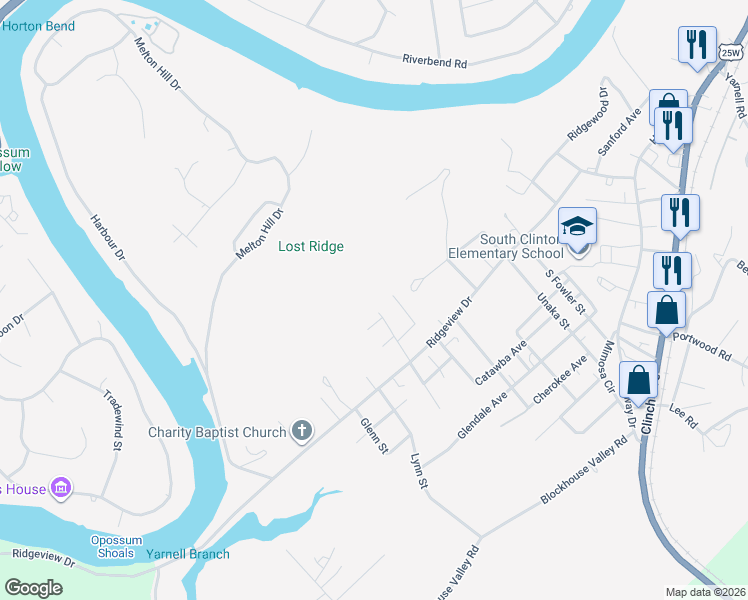 map of restaurants, bars, coffee shops, grocery stores, and more near 710 Ridgeview Drive in Clinton