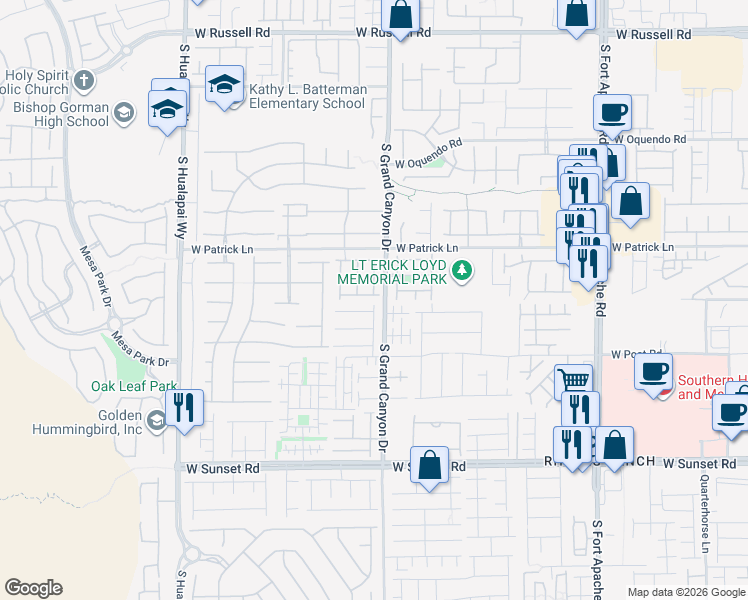 map of restaurants, bars, coffee shops, grocery stores, and more near 9817 Fiesta Rose Avenue in Las Vegas