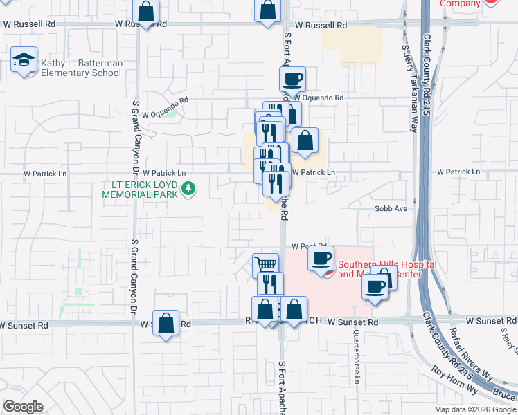 map of restaurants, bars, coffee shops, grocery stores, and more near 9467 Duration Avenue in Las Vegas