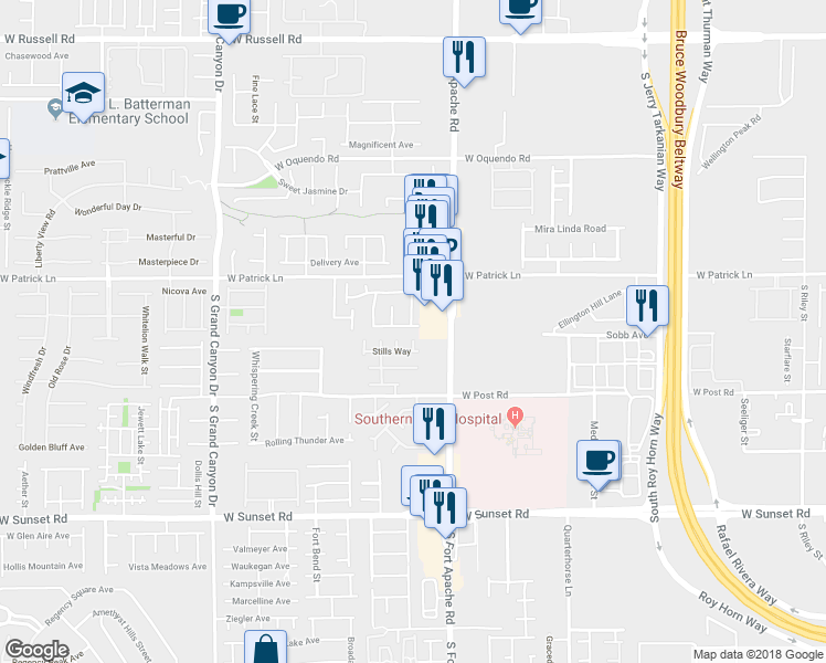 map of restaurants, bars, coffee shops, grocery stores, and more near 9467 Duration Avenue in Las Vegas