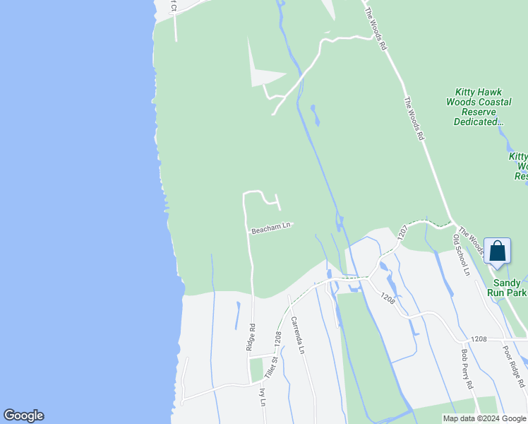 map of restaurants, bars, coffee shops, grocery stores, and more near 1113 Otila Way in Kitty Hawk