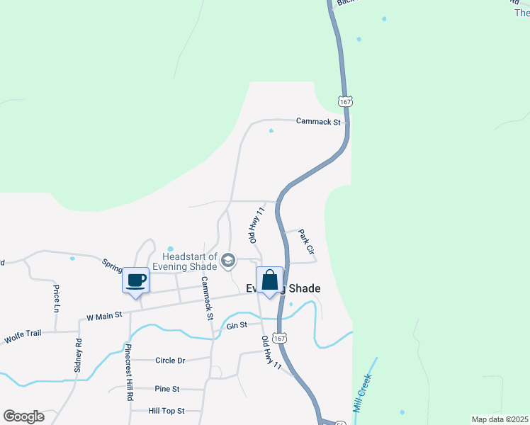map of restaurants, bars, coffee shops, grocery stores, and more near 2191 Janet Lane in Evening Shade