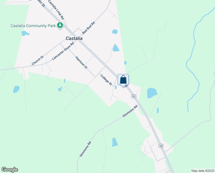 map of restaurants, bars, coffee shops, grocery stores, and more near 9030 College Street in Castalia