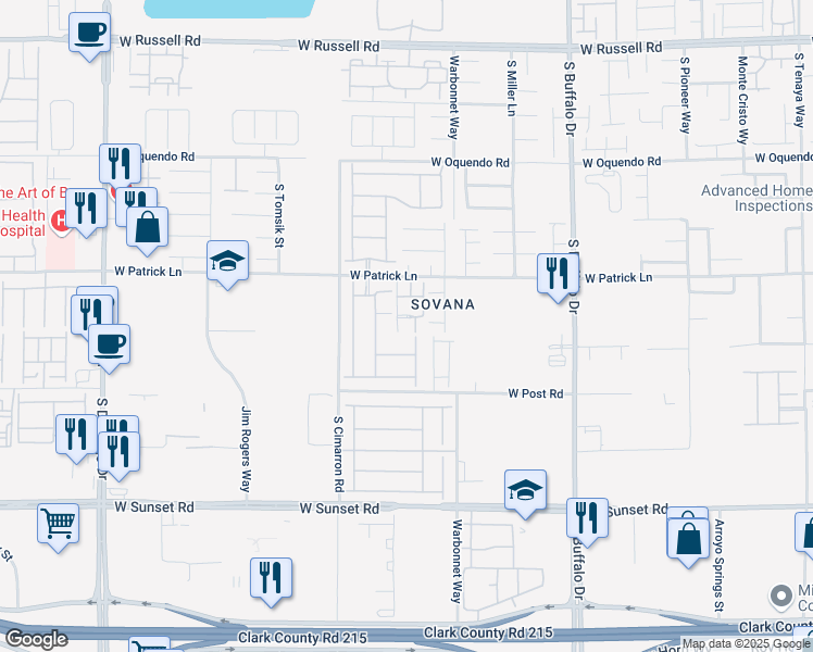map of restaurants, bars, coffee shops, grocery stores, and more near 6160 Rumrill Street in Las Vegas