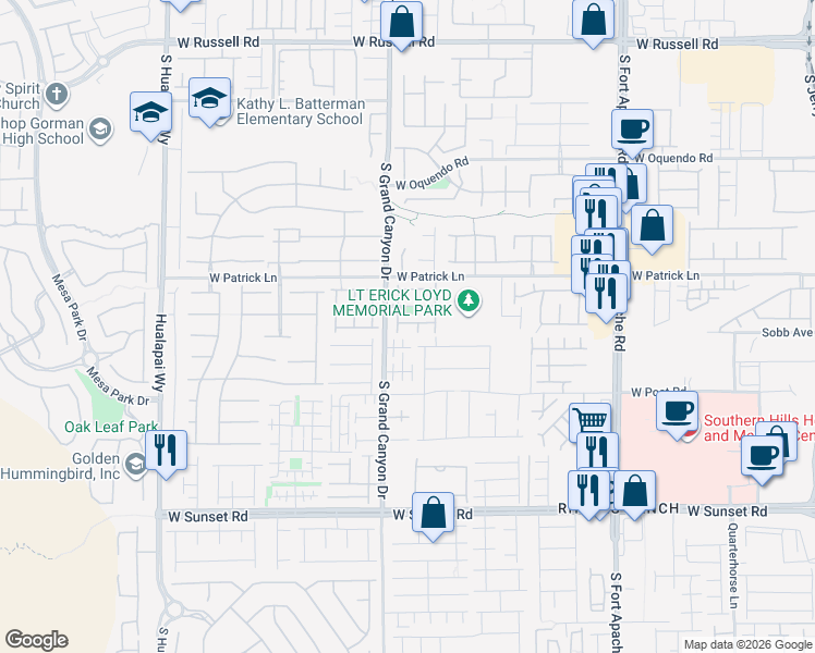 map of restaurants, bars, coffee shops, grocery stores, and more near 9767 Thistle Dew Avenue in Las Vegas