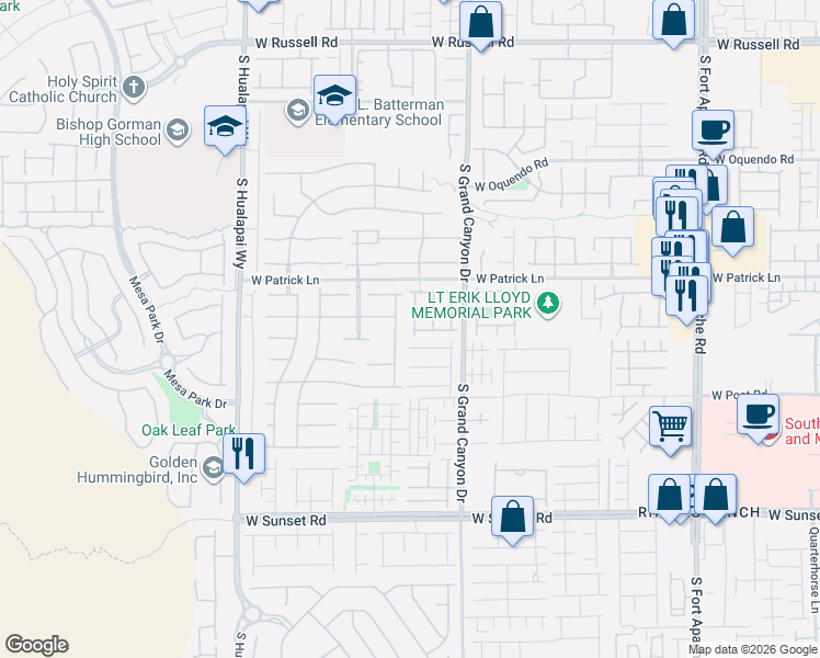 map of restaurants, bars, coffee shops, grocery stores, and more near 6156 Whitelion Walk Street in Las Vegas