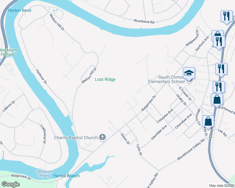 map of restaurants, bars, coffee shops, grocery stores, and more near 710 Ridgeview Drive in Clinton