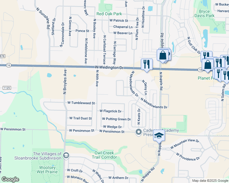 map of restaurants, bars, coffee shops, grocery stores, and more near 783 Blazing Star Drive in Fayetteville