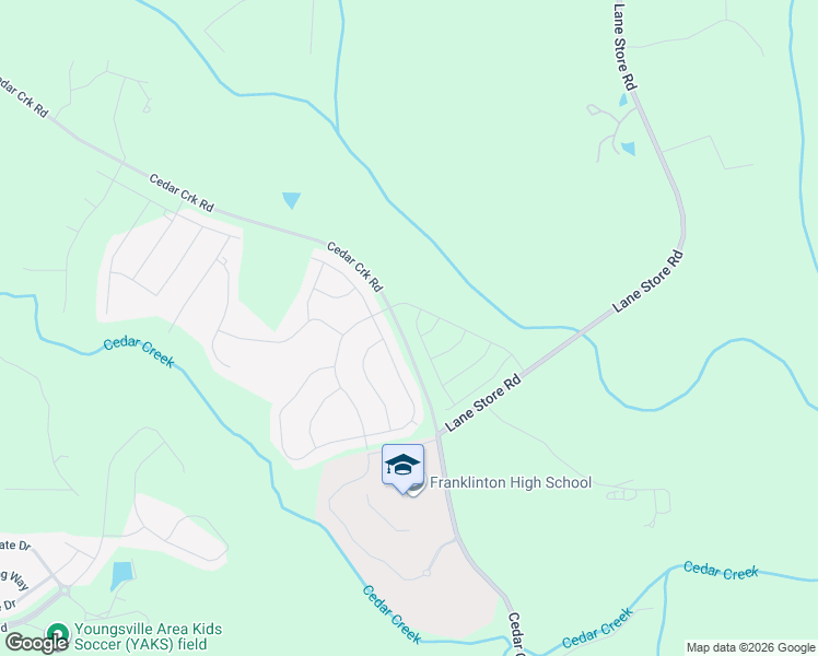map of restaurants, bars, coffee shops, grocery stores, and more near 590 Hawksbill Drive in Franklinton