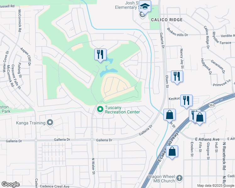 map of restaurants, bars, coffee shops, grocery stores, and more near 980 Olivia Parkway in Henderson