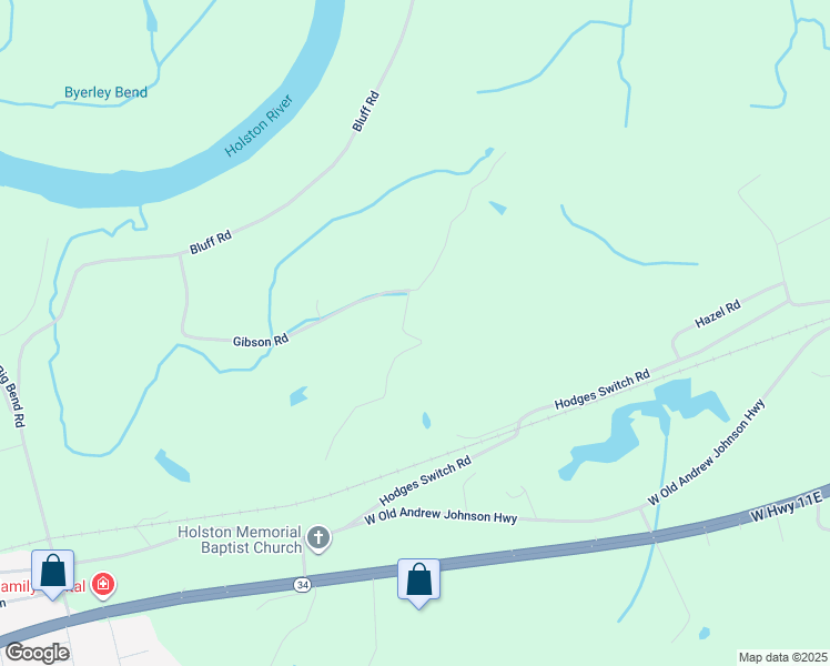 map of restaurants, bars, coffee shops, grocery stores, and more near 412 Windy Hill Lane in Strawberry Plains