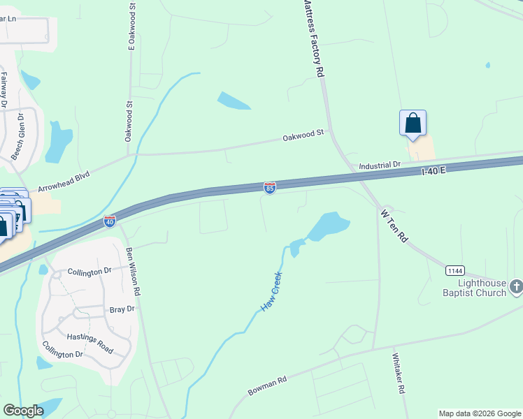 map of restaurants, bars, coffee shops, grocery stores, and more near 7328 Old Country Lane in Mebane