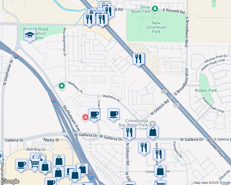 map of restaurants, bars, coffee shops, grocery stores, and more near 1050 Wellness Place in Henderson