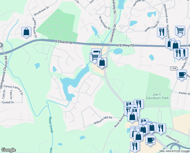 map of restaurants, bars, coffee shops, grocery stores, and more near 837 Dunleigh Road in Burlington