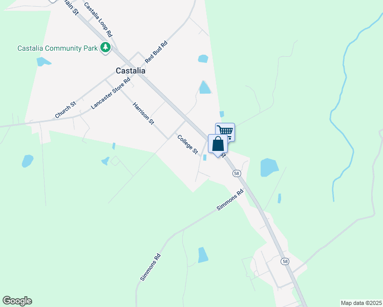 map of restaurants, bars, coffee shops, grocery stores, and more near 9030 College Street in Castalia