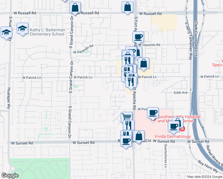 map of restaurants, bars, coffee shops, grocery stores, and more near 6175 Novelty Street in Las Vegas