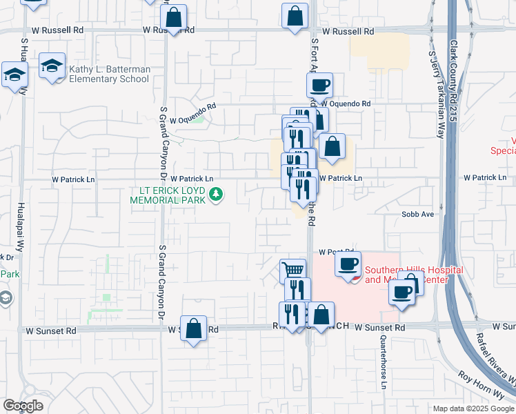 map of restaurants, bars, coffee shops, grocery stores, and more near 6175 Novelty Street in Las Vegas