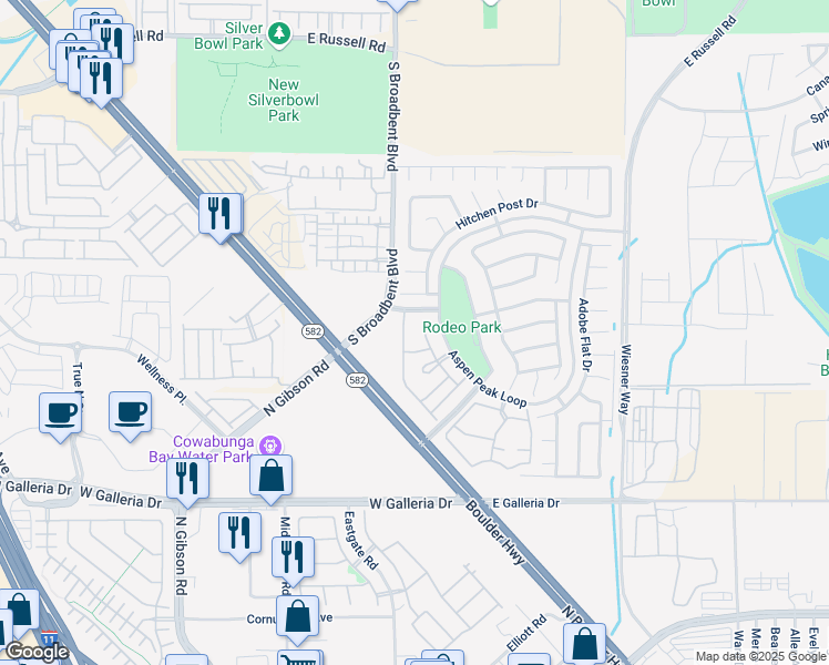 map of restaurants, bars, coffee shops, grocery stores, and more near 833 Aspen Peak Loop in Henderson