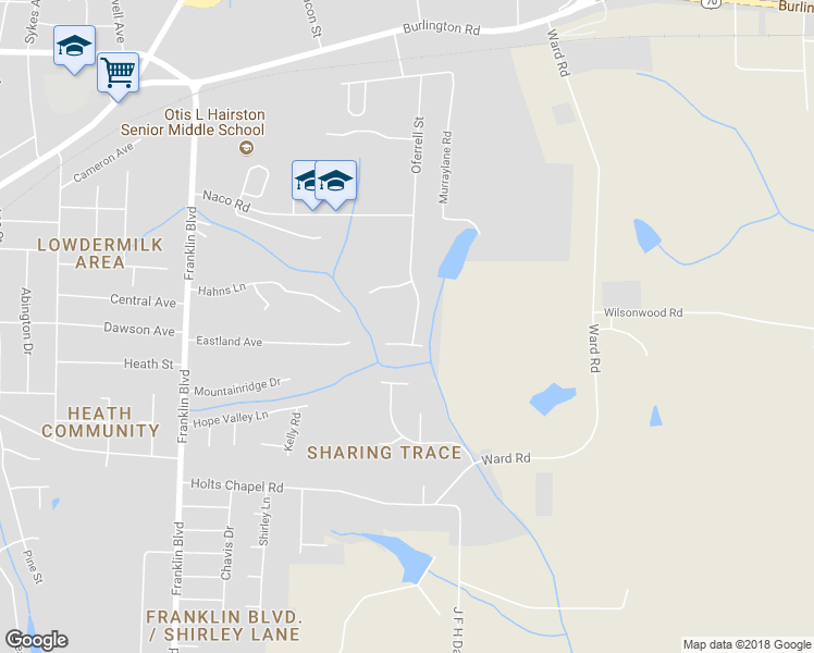 map of restaurants, bars, coffee shops, grocery stores, and more near 516 Oferrell Street in Greensboro