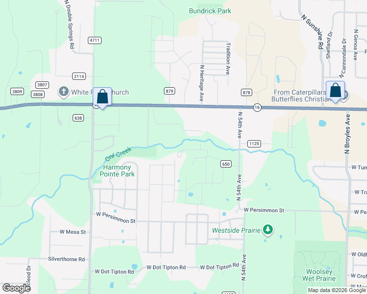 map of restaurants, bars, coffee shops, grocery stores, and more near 5850 West Tackett Drive in Fayetteville