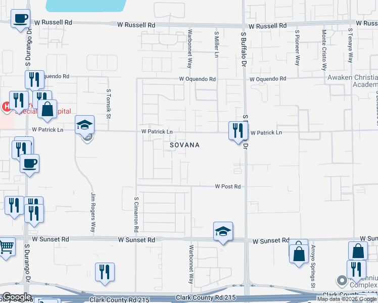 map of restaurants, bars, coffee shops, grocery stores, and more near 6139 Villa Lante Avenue in Las Vegas