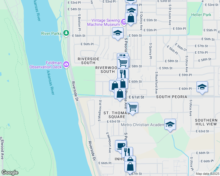 map of restaurants, bars, coffee shops, grocery stores, and more near 1122 South Newport Avenue in Tulsa
