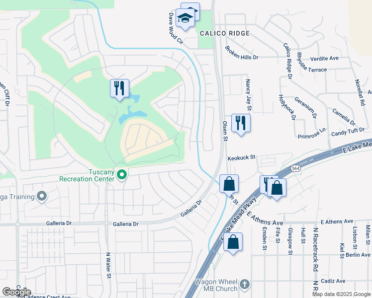 map of restaurants, bars, coffee shops, grocery stores, and more near 931 Via Canale Drive in Henderson