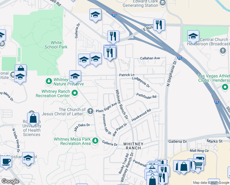 map of restaurants, bars, coffee shops, grocery stores, and more near 1510 Spreading Oak Drive in Henderson