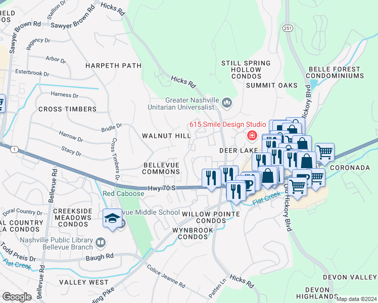 map of restaurants, bars, coffee shops, grocery stores, and more near 502 Club Parkway in Nashville