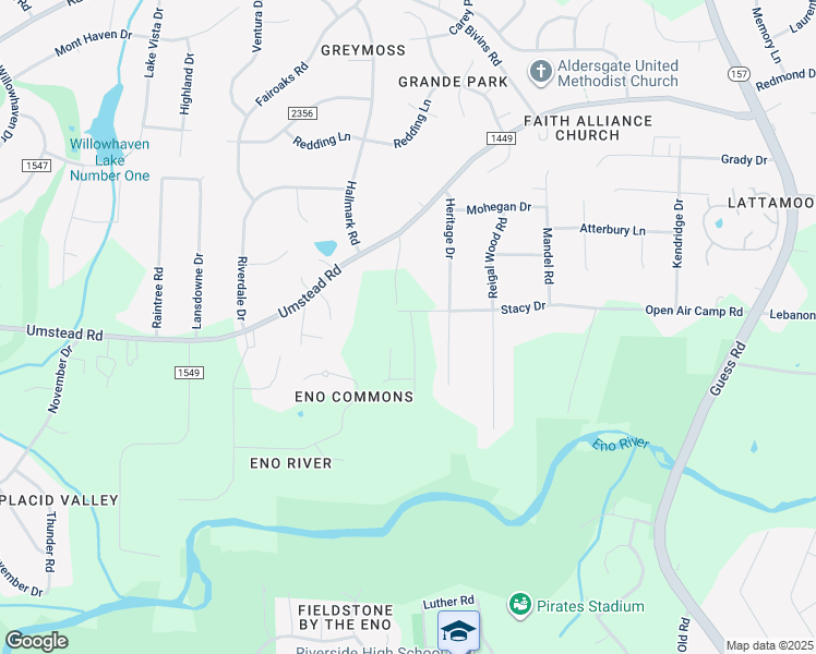 map of restaurants, bars, coffee shops, grocery stores, and more near 1008 Umstead Grove Way in Durham