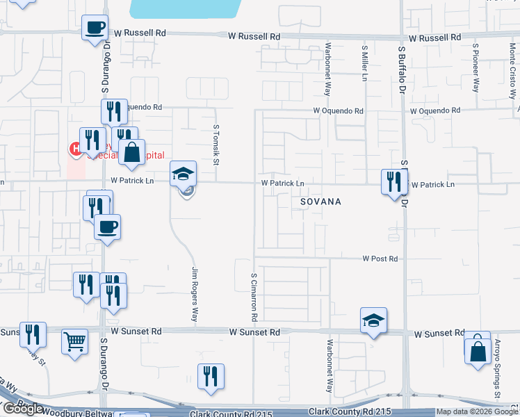 map of restaurants, bars, coffee shops, grocery stores, and more near 6155 Canterbury Field Road in Las Vegas