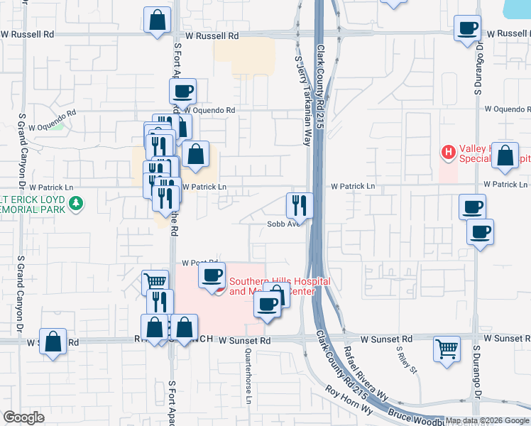 map of restaurants, bars, coffee shops, grocery stores, and more near 9124 Cocowoods Place in Las Vegas